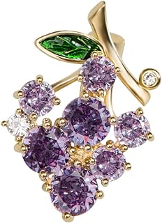 Chic Cubic Zirconia Grape Brooch with Pin Clasp for Women, Lavender-Tone Brass Grapefruit Design