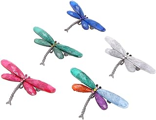 Pin Clasp Marcasite Dragonfly Brooch Set - Alloy Rhinestone Crystal Brooches for Mothers - Multicolor Flying Insect Design