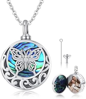 Locket Necklace That Holds Pictures Sterling Silver Urn Necklace for Ashes for Women Ash Necklace for Human Ashes Keepsake Cremation Jewelry Gifts