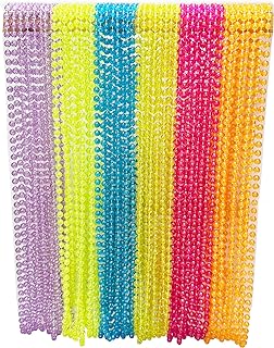 48 pack of 33inch Mardi Gras Beads Necklace Multicolor, AB Beads Glitter Plastic Necklace, Mardi Gras Throws, Party Beads Costume Necklaces,Birthday party dress-up