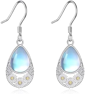 Sterling Silver Daisy Dangle Earrings with Lever Back for Women, Elegant Teardrop Jewelry Gift, No Gemstone, Origin- China