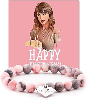 Lagfim Pink Taylor Bracelets Birthday Gifts, Taylor Merch, Taylor Birthday Party Decorations, Taylor Bracelet with Taylor Birthday card for all girls and women and ideal as a birthday gifts