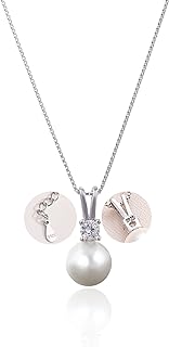 White Single Pearl Necklace Pendants | One Pearl Pendant Necklace with a pearl Jewelry | Pearl drop Necklace | Silver Pearl Necklaces for Women