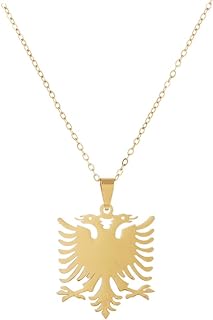 Stainless Steel Albania Eagle Pendant Necklaces Double Headed Eagle Necklace Jewelry for Ethnic Gifts