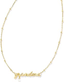 Kendra Scott Grandma Script Short Pendant Necklace in White Pearl, Fashion Jewelry for Women