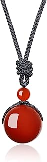 Red Agate Round Bead Necklace with Nylon Chain by COAI for Men and Women