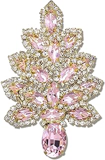 EleQueen Family Tree Brooch with Pin Clasp, Sparkly Rhinestone Design for Women and Girls, Christmas Tree Shaped