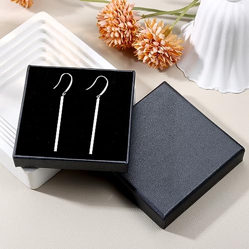 Sterling Silver Bar Dangle Drop Earrings for Women Lightweight Long Dangle Earrings Minimalist Silver Gold Bar Dangling Earrings