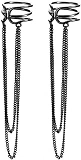 SLUYNZ 925 Sterling Silver No Piercing Cuff Earrings Chain for Women Teen Girls Wrap Earrings Tassel Clip On Ear