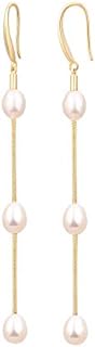 Long Pearl Dangle Earrings for Women 18K Gold Plated Long Dangle Drop Earrings Metal Chain Earrings Wedding Bridesmaid Jewelry