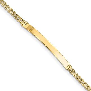 Jewels By Lux Solid Engravable Personalized Custom 14K Yellow Gold Two Strand Rope ID Bracelet For Men or Women Length 8 inches Width 5 mm With Lobster Claw Clasp