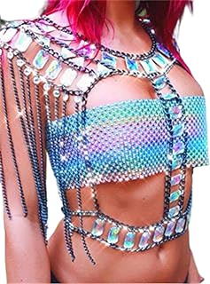 Elegant Alloy Crystal Body Chain with Rhinestones, Stylish Tassel Bra Design for Women and Girls, Perfect for Beach, Rave Parties and Daily wear