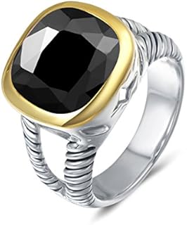 JEWEL Twisted Cable Wire Two Tone Cusion Cut CZ Statement Ring Designer Inspired Fashion Love Antique Women Jewelry Gift