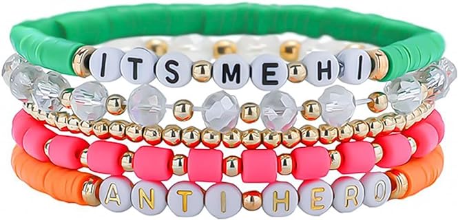 Women's Stretch Bracelets, Beaded Bracelets, Charm Bracelets For Women, Bracelet Set, Stackable Bracelets, Clay Bead Bracelet, Friendship Bracelets, Things For Teen Girls