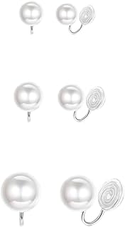 FUTIMELY Pearl Clip on Earrings Women Girls,Non Pierced Freshwater Pearl Earrings White Imitation Pearl Earrings Not Pierced Elegant Stud Jewelry