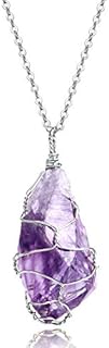 Amethyst Crystal Necklace with Cable Chain and Spring Ring Clasp for Women, Full Wire-Wrapped Design