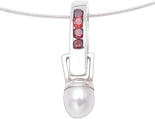 NOVICA Handmade Cultured Cultured Freshwater Pearl Garnet Choker Silver Necklace Sterling White Pendant Indonesia Birthstone 'Passion for Peace'
