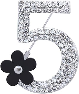 Brooch Pin Number Five Pin Brooch Corsage Scarf pin Rhinestones Breastpin for Wedding/Banquet/Bouquet
