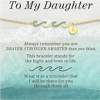 Gold Initial Charms Bracelets for Women, Metal Chain, Ideal Mom Gifts for Mother's Day, Graduation, Birthday from Daughter - Trendy Letter A-Z Design