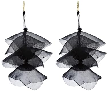 Boho Bohemian Chiffon Tassel Chandelier Earrings with Zinc French Wire for Women, Long Petal Tiered Organza Design