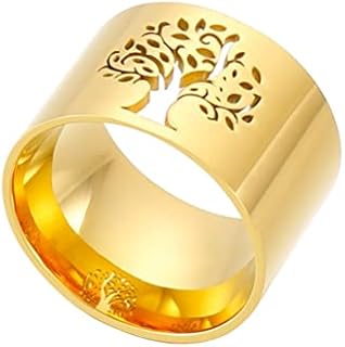 Stainless Steel Clasp Tree of Life Engagement Ring No Gemstone for Women Classic Design