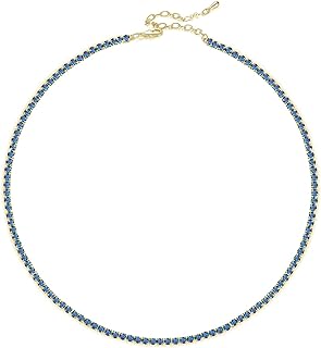 Sparkle Cubic Zirconia Crystal Choker Necklace for Women Dainty Simulated Diamond Tennis Necklace for Bride Bridesmaid Wedding Prom Party