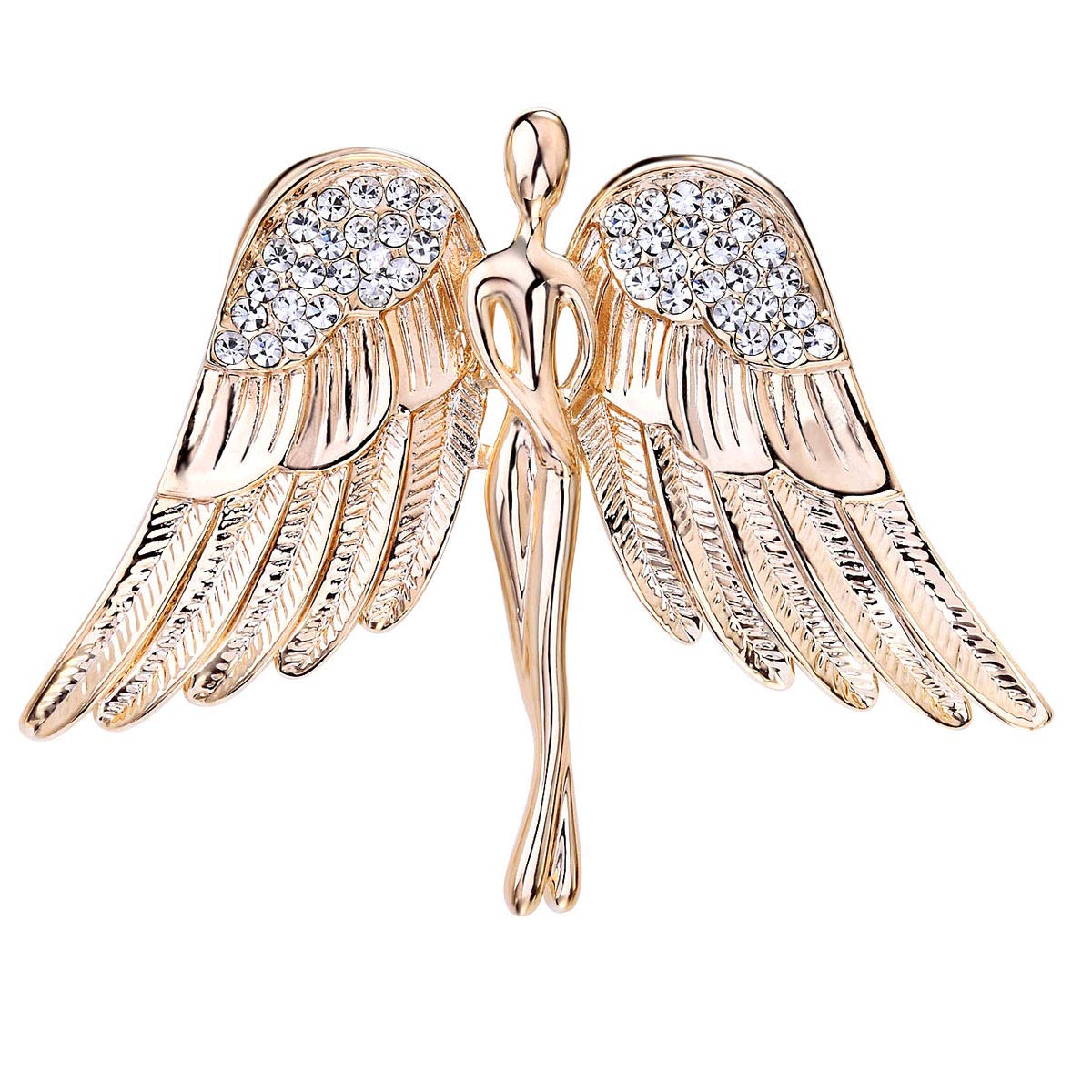 Guardian Angel Pins Jewel Bouquet Crystal Brooch Gold Tone