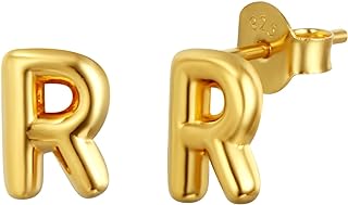 CAITLYNMINIMALIST Bubble Balloon Initial 18k Gold Letter Stud Earrings for Women