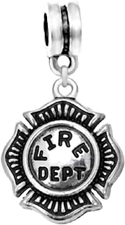 LaBenie Fire Fighter Badge Charm Bracelet, Silver Metal Chain, Perfect for Firefighter Enthusiasts, Badge Shaped Design