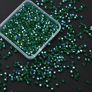 Elegant TOSCALINA Emerald Bicone Bead Set in AB Coating for DIY Jewelry Making - Ideal for Necklaces, Bracelets, Earrings - 1000 Piece 4mm Faceted Crystal Glass Beads