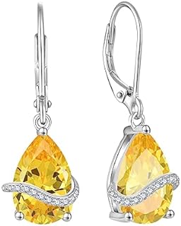 Teardrop Dangle Drop Earrings for Women 925 Sterling Silver Leverback Earrings Birthstone Jewelry Gifts for Women Mom Her Wife Girlfriend Daughter