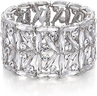 Elegant Crystal Strand Bangle Bracelet with Marquise Rhinestones, Perfect for Brides or Special Occasions - No Clasp Design for Comfort