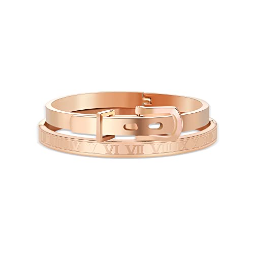 Women Bangle Bracelets Gold Plated Friendship Bracelet Stainless Steel Cuff Bangle Luxury Jewelry Present Gift for Women Teen Girls