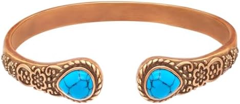 Chic Women's Braided Copper Bracelet with Magnetic Clasp, Featuring 3500 Gauss Healing Magnets & Vintage Flower Design