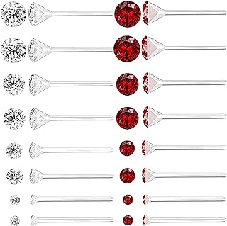 8 Pairs Anti Allergy Plastic Earrings for Sensitive Ears, Include 8 Pairs Silicone Soft earring backs, Plastic Post Earrings for Women, Birthstone Cubic Zirconia Stud Earrings Kit 2mm 3mm 4mm 5mm in one Set