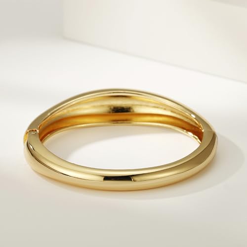 Gold Cuff Bangle Bracelet for Women Chunky 18k Gold Statement Bracelet Minimalist Thick Gold Hinge Wrist Cuff Bracelets for Women Men Jewelry Gifts