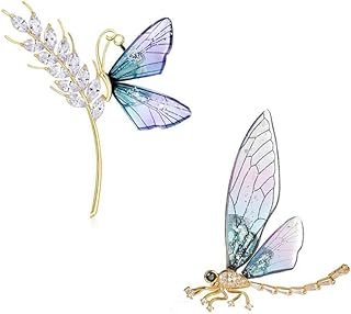 Butterfly Clasp Vintage Crystal Rhinestone Butterfly Dragonfly Brooch, Alloy Steel Accessory for Women and Girls, Enamel Pins with Unique Design