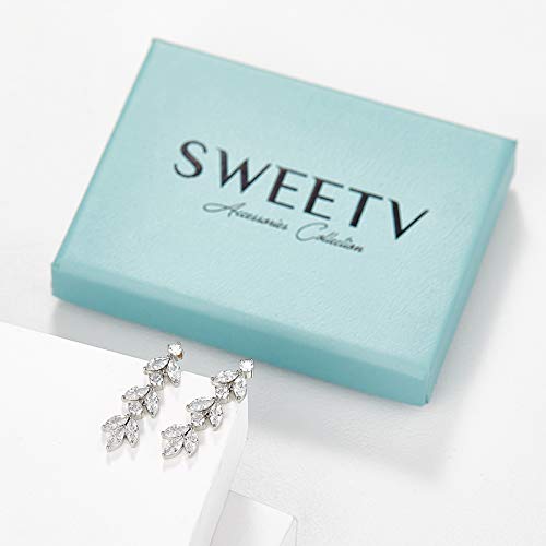 Chic Bridal Drop Earrings with Push Back Closure and Cubic Zirconia for Women, Marquise Design