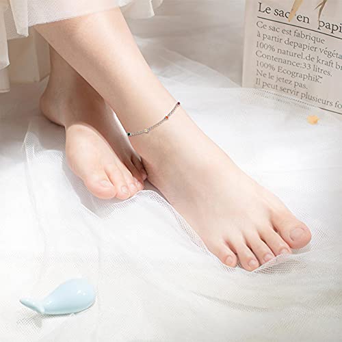 MEDWISE Chakra ankle Bracelet Sterling Silver Chakra Anklet 7 Chakra Summer Beach Anklet Bracelet Link Hot Wife Ankle Bracelet Birthday Christmas Gifts for Women Wife Girlfriend