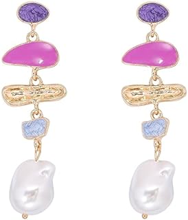 Women's Long Baroque Pearl Drop Earrings with Lever Back, Dangle Design - Elegant, Hypoallergenic Wedding Prom Accessory