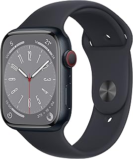 Apple Watch Series 8 GPS + Cellularモデル、心電図機能と血中酸素アプリを備えた45mmスマートウォッチ。フィットネストラッカーと耐水性能。