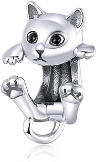 VOROCO Butterfly Dragonfly Cat Charm for Bracelet Cute Animal Collection Bead & Charm for Women Girls 925 Sterling Silver Pendant & Dangle Charm Jewelry for Bracelet and Necklace