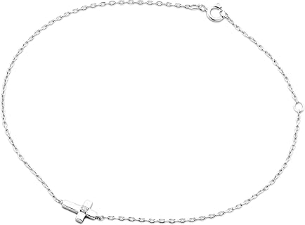 Miore Damen Armband mit Diamant im Kreuzdesign und 9 Karat Weißgold, 18 cm Länge, elegantes und hochwertiges Schmuckstück für besondere Anlässe