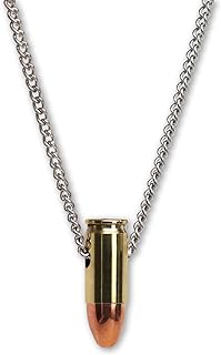 9mm Luger Bullet Jewelry Necklace Hand Polished Brass and Copper Finish