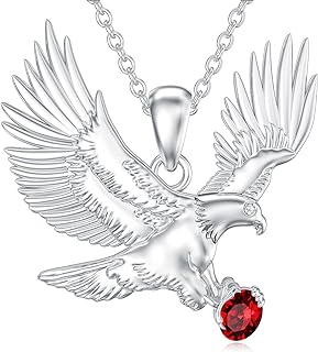 925 Sterling Silver Eagle Pendant Necklace with Cable Chain & Lab Grown Diamond/Cubic Zirconia, Ideal Gift for Women and Girls, Represents Bravery & Independence