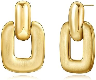 18k Gold Plated Stainless Steel Chunky Hoop Earrings for Women, Lightweight Waterdrop TearDrop Hollow Open Hoops - Hypoallergenic Trendy Fashion Jewellery