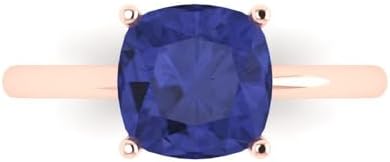 Clara Pucci 2.5 ct Cushion Cut Tanzanite in a 14k Rose Gold Setting, Perfect Engagement or Promise Ring for Her