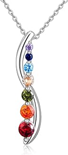 Lobster Clasp Sterling Silver Chakra Pendant Necklace, Rolo Chain, Featuring Tree of Life Design, Ideal Gift for Women