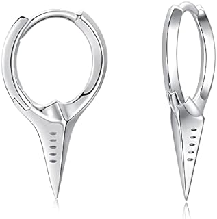 Spike Earrings 925 Sterling Silver Sword Cross Huggie Hoop Earrings Small Dagger Spike Dangle Drop Hoop Earrings Punk Jewelry Earrings for Women Men
