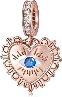 Evil Eye Charms 925 Sterling Silver Charms for Bracelet and Lucky Jewelry Hamsa Charm Fatima Charms Beads European Charm Evil Eye Compatible Bracelet Necklace for Women Mother Sister Gifts